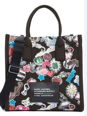 Marc Jacobs Black Sticker Print Canvas Tote NWT PRICE FIRM